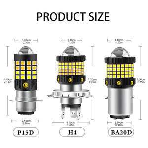 12-80V 듀얼 컬러 오토바이 LED 헤드 라이트 화이트 옐로우 <span class=keywords><strong>H4</strong></span> BA20D P15D 오토바이 용 고성능 전구 - Product Image 6