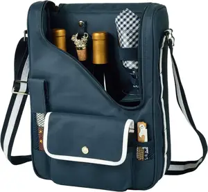 Bolsa de transporte de vino de vidrio, bolsa aislante para picnic, Enfriador de vino, 2 botellas