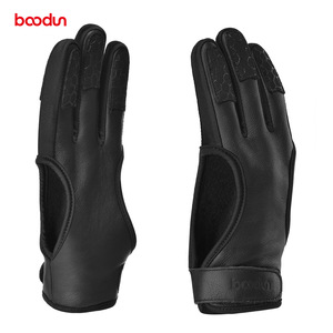 Baodun Three Finger Archery Glove Leather Black Unisex Outdoor <b>Shooting</b> Protection Smlxl - Product Image 2