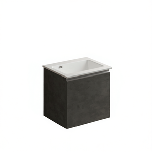 Meuble sous-vasque mural en céramique avec finition ciment 60x50 cm pour salle de bain - Product Image 3