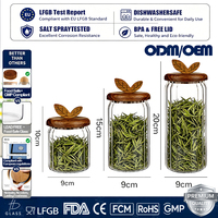 Récipient de stockage alimentaire en verre hermétique avec couvercle en bois d'acacia, pot de rangement de cuisine en verre borosilicate de haute qualité pour pâtes, riz, café, thé
