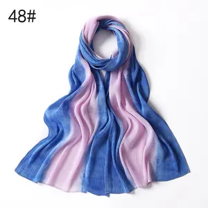 Malaysian fashion high quality tudung hijab ombre printed pleated chiffon shawl texture hijab Islamic scarf