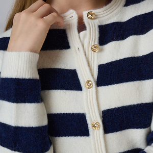 Custom Knitted Women's <b>Cardigan</b> Crew Neck Long Sleeves Knitted <b>Cardigan</b> <b>Sweater</b> for Autumn Winter - Product Image 4