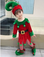 Nouvel ensemble de costumes de Noël Père Noël, tenues de cosplay d'elfes verts pour la famille, pour fêtes de carnaval, spectacles du Nouvel An, cadeau de Noël