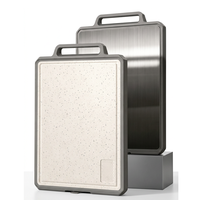 Ecologisch verantwoorde titanium snijplank met handvat en ingebouwde standaard, keukengerei, dubbelzijdig, van tarwehalm en titanium.