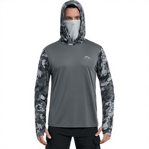 Sudadera con Capucha de Manga Larga para Hombre, Camuflaje Gris, UPF 50, Protección Anti-UV, para Pesca, con Logotipo Frontal - Product Image 1