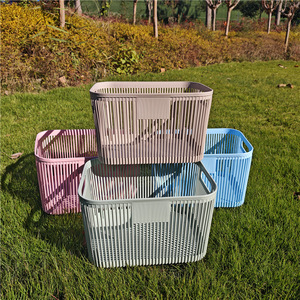 <b>Rectangular</b> Storage <b>Basket</b> Large Hollow Plastic With Handle For Home Office Household Use - Product Image 3