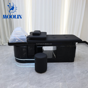 Fauteuil de lavage moderne haut de gamme MOOLIN avec fonction spa capillaire, en cuir PU et structure en acier inoxydable - Mobilier de salon pour coiffure - Product Image 1