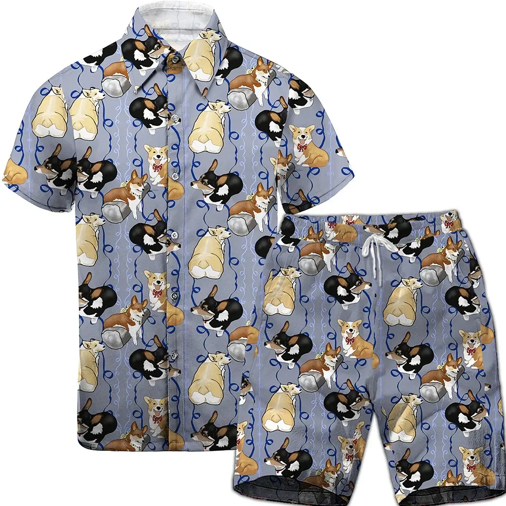 Hawaiian Shirts Top And Pants Set 2022 Button Blouse Tops Shirt And Shorts Pants Digital Printing Summer Men's Sets