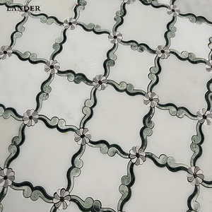 Carreaux de mosaïque en marbre blanc de Carrare et vert <span class=keywords><strong>Alpi</strong></span> Lander Stone, découpe au jet d'eau, pour mur de salle de bain - Product Image 6