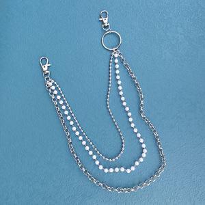 Cadena de cintura con cadena en O de varias capas de perlas de imitación a la moda para pantalones, accesorio de estilo Hip Hop Punk para uso diario - Product Image 3