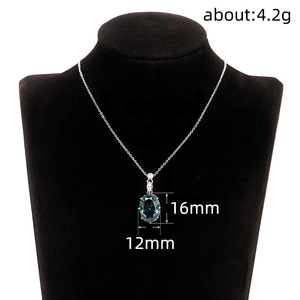 Collana con Ciondolo Ovale in Perla Imitazione Blu Mare Chiaro per Donna, Catena in Rame per Fidanzamento, Collana alla Moda per la Clavicola - Product Image 5