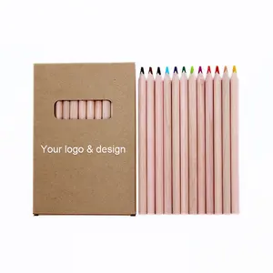 Art supplier 12 colors nature wooden jumbo colored pencils set drawing pencil set lapices de colores with custom logo printed