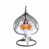 Silla Colgante Tipo Huevo de Diseño Moderno con Logotipo de Moda, de Metal, para Jardín, Patio, Exterior, Súper Cómoda, con Doble Asiento