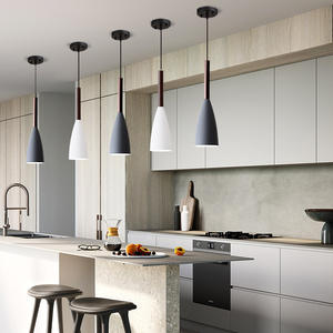 Stile nordico moderno singolo <span class=keywords><strong>lampadario</strong></span> sala da pranzo a tre teste 3D stampato Logo/modello nero <span class=keywords><strong>grigio</strong></span> per illuminazione cucina isola - Product Image 3
