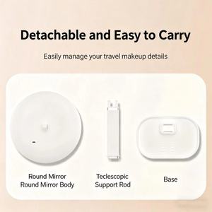 MSY Round <b>LED</b> Makeup Mirror Touch Control LCD Display Rechargeable <b>Vanity</b> Mirror Adjustable Light for Home Use - Product Image 5