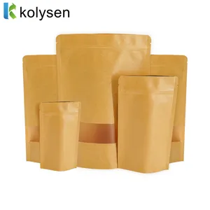 Factory Supply Eco Friendly Kraft Paper Pouch For Food Nuts Cashew Packaging Bag