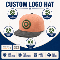 Casquette de baseball personnalisée à visière plate couleur pêche, 6 panneaux, snapback, visière en daim brodée, réglable, pour le sport, vente en gros, OEM, faible MOQ