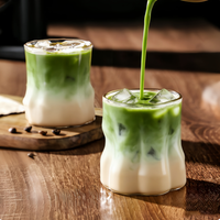 Mug à café en verre isolé au design moderne en forme de bambou, transparent, pour matcha, thé au lait et latte glacé américain