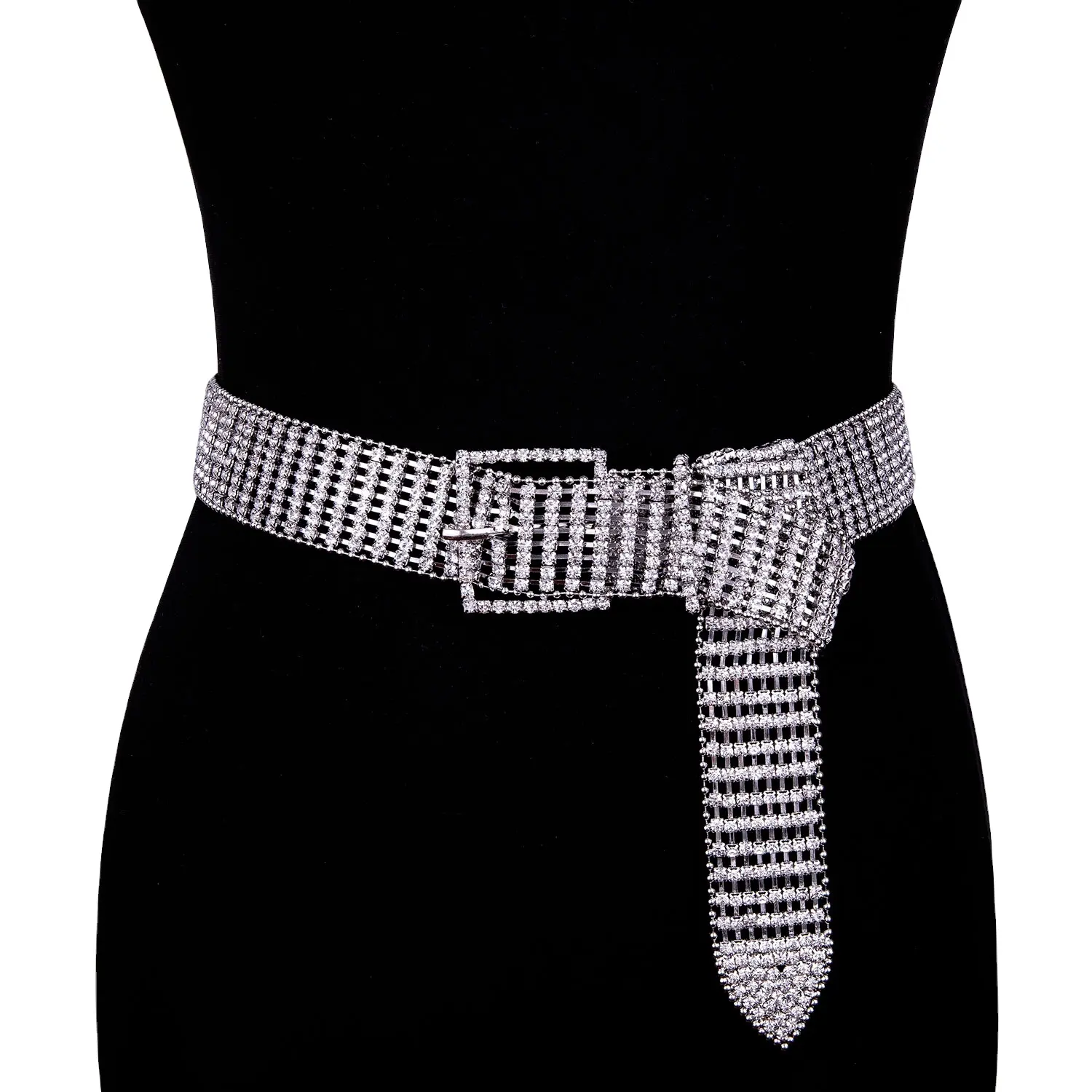 Diamante de cristal mujer cinturón lleno de plata de diamantes de imitación de novia de Bling de la cintura cinturón
