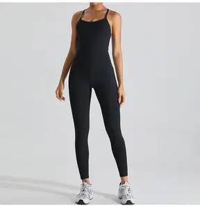 2024 High Elastic Women's Jumpsuit Custom Logo 1 Piece Tummy Control Skinny Jumpsuits For Gym Fitness Sets