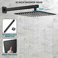 Ensemble de douche pluie moderne en laiton avec mitigeur monocommande en cuivre encastré, fixation murale, noir carré, vente directe usine