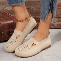Mocassins plats pour femmes grande taille K-Style, antidérapants, à enfiler, tissés respirants, à découpe basse et bouche peu profonde, style décontracté