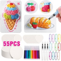 Kit de peinture texturée en mousse magique, kit de peinture texturée artistique comprenant du papier texturé en mousse, des marqueurs, kit de peinture à effet 3D