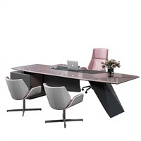 Ensemble Table et Chaise de Direction en Bois Massif, Style Moderne et Luxe Simple, Peinture Écologique, Bureau de Manager pour Usage Commercial