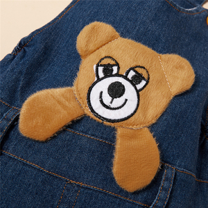 Otoño sueño oso recién nacido Niño denim mono niños barato <span class=keywords><strong>precio</strong></span> peleles bebé niña jeans - Product Image 3