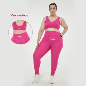 Custom Size Women Comfortable Yoga Wear 1X-6X Lady Workout Clothing Sets 2PCS Activewear Fitness Ladies Plus Size Yoga Sets