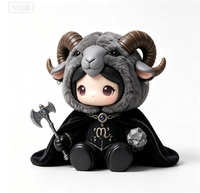 Figurine OEM personnalisée Capricorne style sombre en PVC et ABS avec peluche douce et moelleuse, jouet d'art de collection en boîte mystère sur le thème des constellations