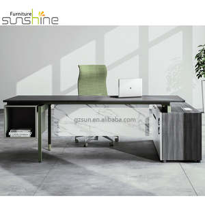 <span class=keywords><strong>Bureau</strong></span> de direction ergonomique convertible en forme de L avec armoire suspendue et garantie de 5 ans pour la planche en bois - Product Image 2