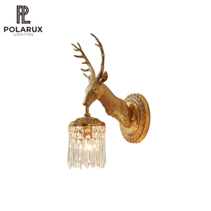Wall <strong>Lamp</strong> Nordic Modern Creative Living Room Bedroom Hotel Brass Crystal High Quality New Design Stable Antler Crystal Wall <strong>Lamp</strong> - Product Image 1
