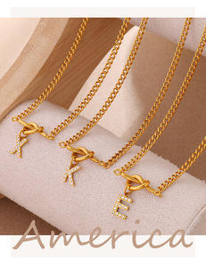 Collier Pendentif Lettre Zirconium Complet 26 Lettres, Collier Minimaliste en Acier Inoxydable, Bijoux Tendance pour Femme - Product Image 5