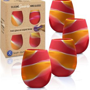 Collapsible Custom Egg Shape Food Grade Silicone Wine Glass Unbreakable Portable Silicone <b>Cups</b> for Party - Product Image 1