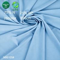 Tissu tricoté double face 75 % nylon recyclé 25 % élasthanne 250 GSM GRS OEKO-TEX 100 pour leggings très extensibles et vêtements de sport