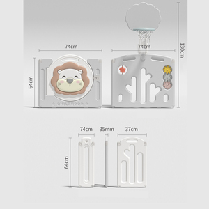 Parc de jeu multifonctionnel sur le thème du lion avec lit d'appoint, toboggan, armoire de rangement et centre d'activités interactif pour bébés et tout-petits - Product Image 2