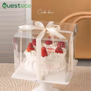 Hộp bánh cưới/sinh nhật nhựa PET trong suốt lớn, kích thước 6/8/10/12 inch, đóng gói mang đi, bán sỉ - Product Image 2