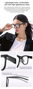 Gafas Inteligentes Multifuncionales con IA, Cámara HD de 800W, Traducción de Idiomas en Tiempo Real, Llamadas de Audio y Video, Bluetooth - Product Image 5