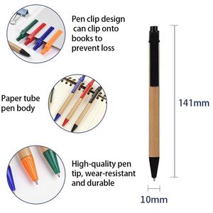 Stylos à bille personnalisés en papier recyclé écologique pour promotions d'entreprise, logo, largeur d'écriture 1,0 mm, impression personnalisable - Product Image 4