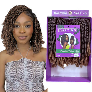 Extensions de <span class=keywords><strong>cheveux</strong></span> synthétiques ombrées pré-tressées de 24 pouces, lot de 2, en promotion, style Fluffy Passion Twist, Bomb Twist, Spring Twist, vente directe d'usine - Product Image 1