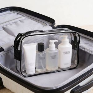Pvc <b>Clear</b> Zipper Square Stitched Portable Travel Cosmetic Storage <b>Toiletry</b> <b>Bag</b> - Product Image 3
