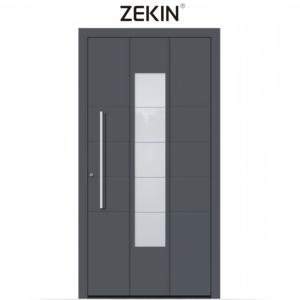 Porte d'entrée résidentielle double ZEKIN DOOR UK, en acier et aluminium, avec serrure multi-points, maison intelligente, rupture de pont thermique, porte moderne minimaliste, sécurité - Product Image 1