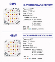 Puce LED COB RGBW 24V à Tension Constante 24W Sans Driver Haute Puissance 4-en-1 IRC 80 3000K-6000K pour Éclairage Scénique et Architectural OEM