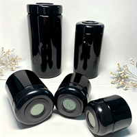 Stoples Kaca Hitam 250ml dengan Termometer Higrometer Digital, Perlindungan UV, Segel Kedap Udara untuk Penyimpanan Herbal, Rempah-rempah, Teh, dan Barang Kering