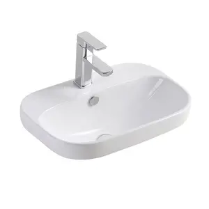 Cupc padrão semi balcão em branco vanity cerâmica pia lavatório