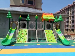 Ensemble de toboggans de terrain de jeu extérieur sur le thème du château Équipement de parc d'aventure pour enfants avec <span class=keywords><strong>jeux</strong></span> d'escalade en <span class=keywords><strong>tunnel</strong></span> - Product Image 1