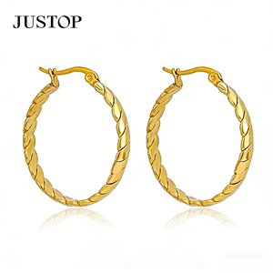 Trending <b>Hook</b> Shape Hoop <b>Earrings</b> OEM/OEM Waterproof Stainless Steel Gold Plating Hypoallergenic Women's Fashion Jewelry - Product Image 3