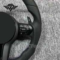 Volant en cuir véritable avec lumière LED pour BMW M2 M3 M4 M5 M6 X5M F30 F10 F20 F35 F22 F18 F07 F01 E90 E92 E46